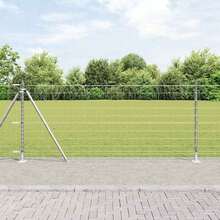 vidaXL 1 X 25 M Stahl Zaun Mit Pfosten, Silber - A - View 1