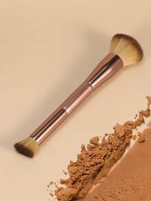 1pc Double Head Makeup Brush, Basic Brush, Big Head Foundation Make-Up Brush, Small Head Concealer Brush, Can Also Smudge Eye Shadow, Multifunctional Makeup Tool, Necessary Makeup Tool For Travel - Mocha Brown - View 5