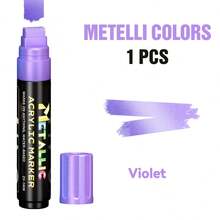 22 Colors (1.5cm/0.59in) Acrylic Paint Markers - 10 Vibrant Colors & 12 Metallic Colors (12 Metallic Shades Available Individually) | High Coverage, Large Ink Capacity & Layering Function, Suitable For Bold Graffiti And Art Creation - Multicolor - View 19