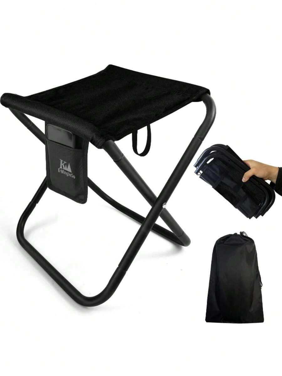 IMPORTEEK 1 Pieza Silla Plegable Portátil para Exterior e Interior Adecuado para Senderismo/Playa/Camping - Negro - Ver 1