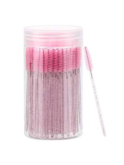 100pcs/50pcs/10pcs Disposable Flexible Eyelash Brushes, Black Eye Brushes, Premium Brow Brushes, 100pcs With Portable Storage Box, Suitable For Eyelash Extension And Grooming, Gentle Care For Eyelashes, Eyeshadow Brushes, Spiral Brushes