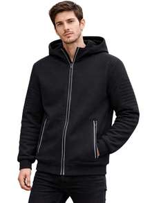 Jaqueta Moletom Masculina Forrada, Qualidade, conforto e muito estilo. - Preto - Visão 1