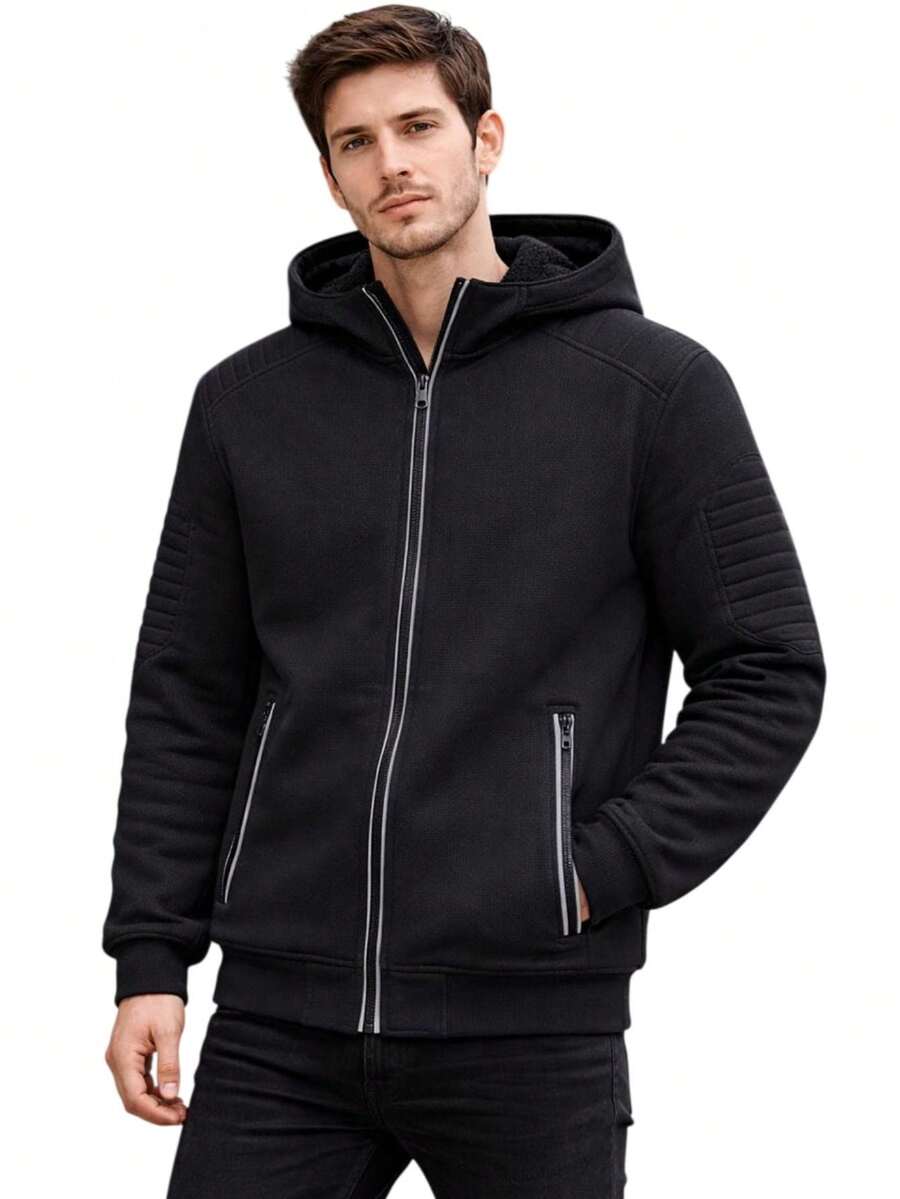 Jaqueta Moletom Masculina Forrada, Qualidade, conforto e muito estilo. - Preto - Visão 1