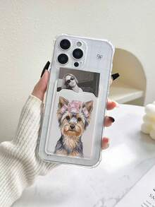 Painted Puppy Transparent Card Holder Soft Silicone Full Body Protective Phone Case Compatible With IPhone 17pro/17Air /17/17promax16, Galaxy S25/S25PLUS, 11/12Pro/12/12X/13Pro/14Pro/15Pro/, 10/9/Note9/12c/Note11pro/Note8Pro - Multicolor - View 4