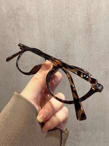 1 Pair Women's Fashionable Oval Glasses - Vintage Design With Rivet Decoration, Perfect For Academic Style And Clear Vision! - Multicolor - View 8