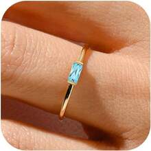 ¡RecomendadoRLMOON - Anillos de piedra natal de oro para mujer, anillo apilable, delicado chapado en oro de 14 quilates, chapado en oro de 14 quilates, anillo de piedras preciosas verde esmeralda, regalo¡Top de Temporada - Oro-07-jul. (Rubí creado) - Ver 11