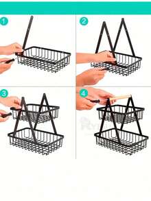 2-Tier Kitchen Fruit Basket Rack Organizer For Fruit And Bread - Black - View 4
