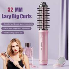 USB充电式加热直发卷发器，32毫米卷发棒，3档温度设置，任何温度下均可轻松卷出不打结的发型 - 彩色 - 查看 1