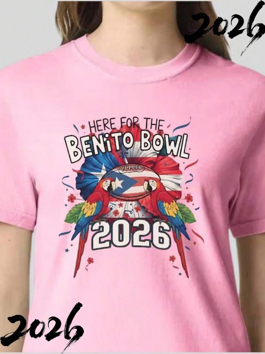 Benito Bowl 2026 Football Shirt, Torn Fabric Effect Sports Tee  T-Shirt - Hồng - Xem 1