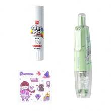 WQN 2个大容量双面胶点（按压式），3支9克白色固体胶棒，2张可爱卡通贴纸，高品质学习工具套装，返校必备 - 套裝 - 查看 6