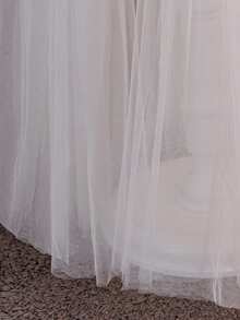 2pcs White Princess Tulle Detachable Shawl Set For Young Girls, Suitable For Party - White - View 9