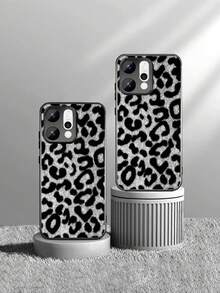 Cheetah,Leopard Print Classic Black Leopard Print Painted Glass Phone Case, Compatible With Samsung/Compatible With Redmi/Vivo/Realme/OPPO/Honor, Various Phone Models Protective Cover - Black - View 1