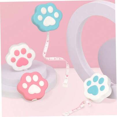 2支装可爱卡通猫爪迷你伸缩卷尺，柔软灵活，带纽扣，适用于裁剪、缝纫、人体测量，便携小巧