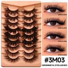 9对蓬松凌乱假睫毛，一盒三种款式，3D水貂毛假睫毛，自然卷翘，浓密交叉全条假睫毛，适合派对场合 - 交叉款 - 查看 9