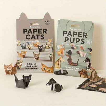 Juego de origami de animales interesantes, origami de papel de gato, perro, dinosaurio y otros animales, materiales de animales variados, manualidades DIY, cultiva la habilidad manual, regalo de Navidad para amantes del origami
