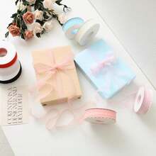 50 Yards Lace Trim Ribbon, 1.2 Inch Wide Vintage Lace Ribbons For Gift Wrapping, Flower Ribbon, Wedding Decoration &Amp; DIY Crafts Sewing (Light Pink, 50 Yards) - ColorD - View 2