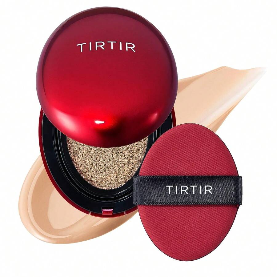 TIRTIR Mask Fit Red Cushion Foundation, #23N Sand, 18.6ml/0.63oz, Full Coverage, Weightless, Skin Fit, Satin Glow Finish, Korean Makeup, Beauty, Tattoo Cover Up,  Long-Lasting Wear, Hydrating Formula, Oil Control, Anti-Oxidant Properties, Seamless Blend, Suitable For All Skin Types, Korean Makeup, Best Selling Cushion Foundation - Sand - 查看 1