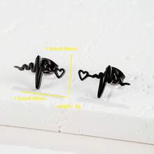1 Paar modische herzförmige gewellte Ohrstecker, schwarze Edelstahl Herzschlag Stethoskop Ohrstecker, geeignet als Geschenk für Ärztinnen und Krankenschwestern - GED020 - Übersicht 11