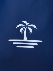 Áo sơ mi nam dài tay in hình cây cọ kiểu lướt sóng - Xanh đậm - Xem 5