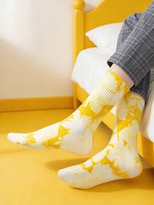 1/5 Pairs Unisex Couples Tie-Dye Tie Dye Graffiti Hip-Hop Artistic Design Combed Cotton Casual Socks, Suitable For Travel, Home, Office, Holiday Gifts, Spring/Summer - Multicolor - View 8