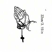 1/2/3pcs Black & White Praying Hand Pattern Heat Transfer Stickers, Suitable For DIY T-Shirts, Jeans, Hoodies, Bags, Pillows (Mixed Colors), Holiday Crafts, Durable Decorative Stickers, Clothing Embellishment, Party Decoration - L+S - View 4