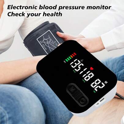 Portable Arm Blood Pressure Monitor With Pressure Sensor, Automatic Digital Blood Pressure Meter With Arm Cuff, Electronic Blood Pressure Monitor