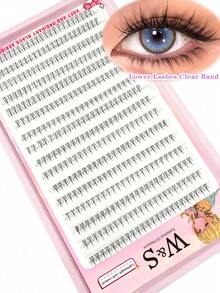 Waloshow 384pcs/16 Rows Wispy Fairy False Eyelashes, Segmented Natural Lower Lashes, Cartoon Style Lower Lashes, Japanese Anime Spiky Lower Lashes, Makeup Eyelash Tools, Eyelash Clusters, Individual Lashes, False Eyelashes - B - View 1