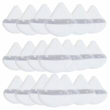 1 pieza/3 piezas/5 piezas/10 piezas/15 piezas/24 piezas Juego de borlas de polvo en forma de triángulo negro para polvo suelto, con terciopelo de cristal de pelo corto, suave y adhesivo, regalos, viajes, artículos baratos, artículos esenciales de viaje - Blanco - Ver 18