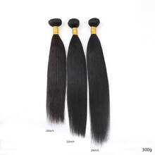 Set de 1 pieza/3 piezas de extensiones de cabello humano virgen brasileño liso, color natural, 8-30 pulgadas - Negro - Ver 39