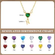 1pc Personalized Gold Birthstone Initial Necklace, Mini Letter Jewelry, Custom Birthday Gift For Her, Bridesmaid Gift, New Mom Gift, Girlfriend Gift - Gold - View 5