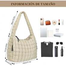 Bolsa Tote Acolchada para Mujer Bolso acolchado grande Bolso acolchado de mano Bolso blando Puffy Crossbody Bolsos Puff Purse,41118216 - Blue Day - Ver 5