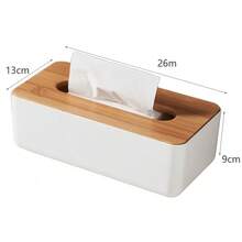 Elegant Bamboo Lid Tissue Box With Plastic Base, Disposable Tissue Dispenser For Home And Office Use - Multicolor - View 11