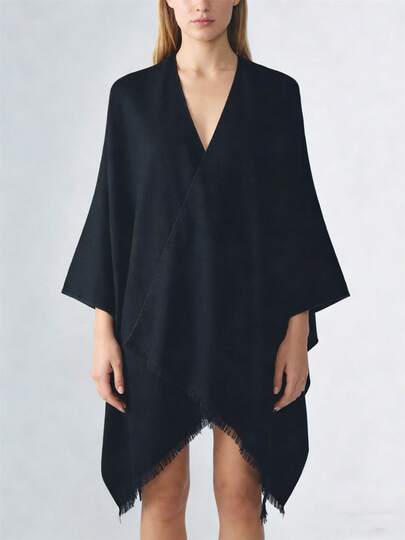 1pc Women's Solid Color Fringe Scarf, Lightweight & Breathable For Spring/Summer, Fashion Accessory For Travel & Photography