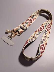 时尚花卉尼龙手机斜挎挂绳项链，仿珍珠吊坠手链，兼容通用配件，适用于安卓及大多数智能手机，是送给母亲、家人、朋友、孩子、生日、节日的理想礼物。 - 菱格紋-頸繩 - 查看 19