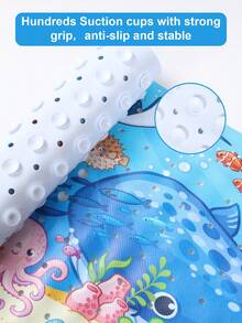 1件装蓝色海龟海洋浴缸垫，趣味海洋浴缸垫，防滑卡通浴缸垫，带吸盘和排水孔，超长100*40厘米浴缸淋浴垫，可机洗，婴儿洗浴用品 - 海洋主題 - 查看 7