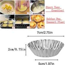 10pcs Non-Stick Tart Molds, Suitable For Baking Cupcake Liners, Pies, Quiche, Custard Tarts And Cookies, Metal Wavy Edge Design, Good Heat Conductivity, Easy Demoulding - Multicolor - View 2