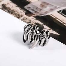 1pc Vintage Style Non-Fading Teeth & Skull Punk Finger Ring, Vampire Gothic Halloween Gift For Men - SA420 - View 3