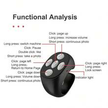 SIMSONLAB Anillo inteligente actualizado, logra el control de pantalla, deslizar hacia arriba/abajo para controlar videos cortos/pasar páginas/leer libros electrónicos/controlar música - anillo - Ver 7