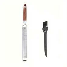 Stainless Steel Handheld Kitchen Cheese Grater, Handheld Cheese Grater With Cleaning Brush, Lemon Zester With Wooden Handle Suitable For Cheese, Chocolate, Spices, Kitchen Gadgets And Tools - Long Board - Multicolor - View 7