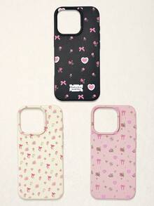 Bow-Knot 3pcs Floral & Bow Print Phone Cases, Sweet Romantic Cute Style, Compatible With IPhone 11, 17 Pro Max, 17 Pro, 15, 13 Pro Max, Galaxy, S24 Ultra, S25 Ultra - Multicolor - View 35