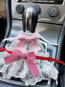 Conjunto de funda para palanca de cambios de coche adorable, que incluye una funda para el freno de mano con lazo y una funda para la palanca de cambios - A - Ver 4