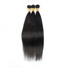 Set de 1 pieza/3 piezas de extensiones de cabello humano virgen brasileño liso, color natural, 8-30 pulgadas - Negro - Ver 31