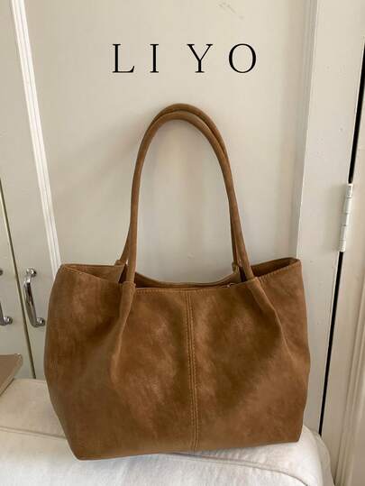 Women's Tote Bag, Fashion Matte Leather Contrast Color Handbag, Minimalist Style Versatile Shoulder Bag, Top Handle Bag