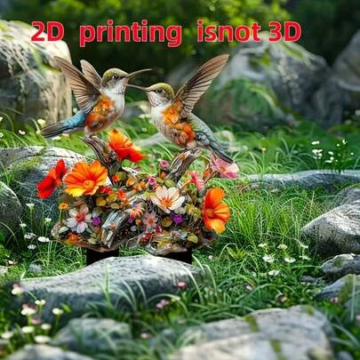 A Pair Of Vibrant Hummingbird Garden Decorative Planters, Perfect For Potted Plants And Garden Courtyard PET Outdoor Decor, Ideal Anniversary Gift, Bohemian Style Garden Accessories, Wreath Decor, Tabletop Decor, Bonsai Decoration