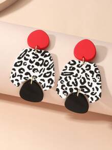 Leopard Pattern Geometric Drop Earrings - Multicolor - View 5