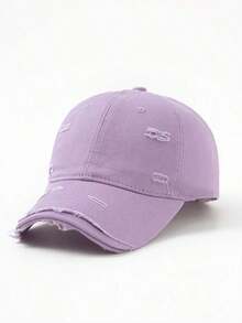 1pc Men Solid Color Distressed Baseball Cap, Suitable Spring And Summer And Daily Wear - Multicolor - View 10