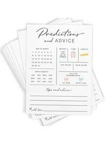 50pcs - New Parents Prediction & Advice Cards - Baby Shower Game, Bless New Moms & Dads, Reveal Baby's Gender, Modern Minimalist Design, 30 Cards Total - White - View 1