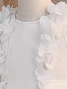 2pcs White Princess Tulle Detachable Shawl Set For Young Girls, Suitable For Party - White - View 6