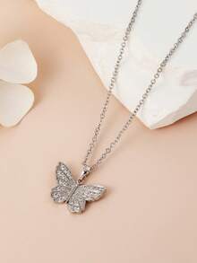 1. 甜美可爱的蝴蝶吊坠套装，镶嵌锆石，精致时尚项链，适合女性日常佩戴，也可作为礼物送给朋友或爱人。 - 蝴蝶項鍊 - 查看 4