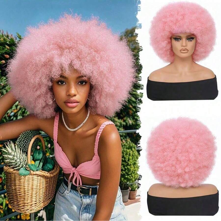 الباروكة الكثيفة المجعدة مع الغرة، باروكة كبيرة مجعدة اصطناعية للنساء، باروكة كبيرة مجعدة عالية الجودة مناسبة للاستخدام في عيد الفصح والمهرجانات الموسيقية والحفلات والاستخدام اليومي